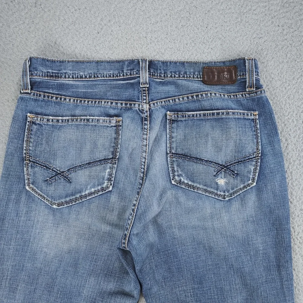 BKE Tyler Jeans Mens 34x30 Blue Wide Flare Leg Denim Distressed Faded Mexico